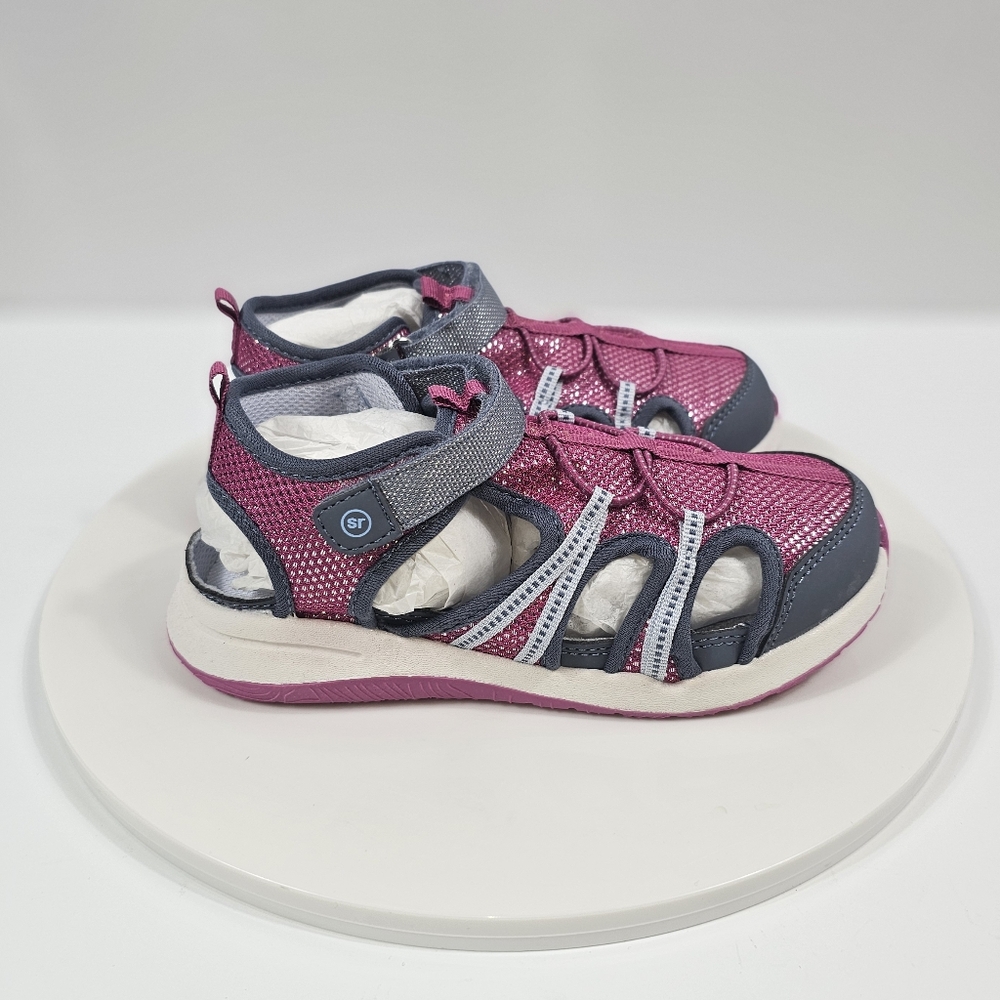 Munchkin by Stride Rite Coast Sandals Girls Sz 12M Pink Gray Adjustable Comfort - Picture 6 of 14